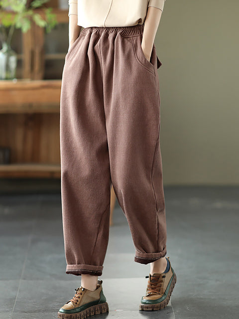 Pantaloni Harem in puro colore autunno addensato da donna taglie forti