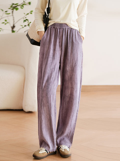 Pantaloni da donna in cotone di lino a gamba larga vintage primaverili taglie forti