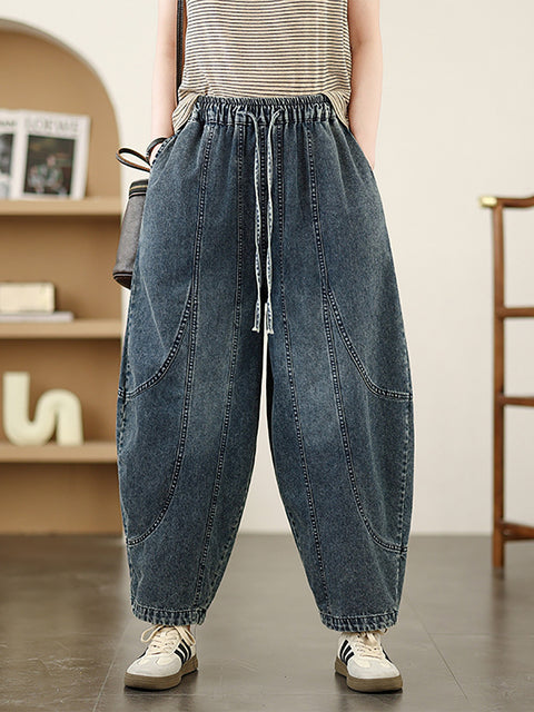 Pantaloni harem in denim casual primaverili da donna