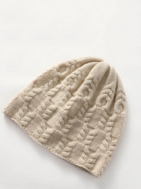 Women Vintage Soft Twist Knit Warm Hat