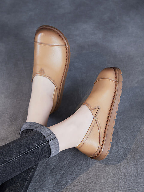 Women Vintage Casual Soft Leather Flat Shoes