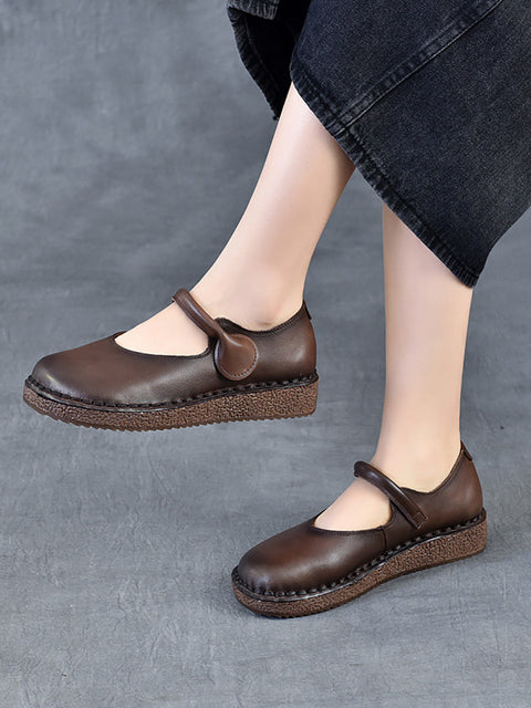 Women Spring Genuine Leather Low Heel Shoes