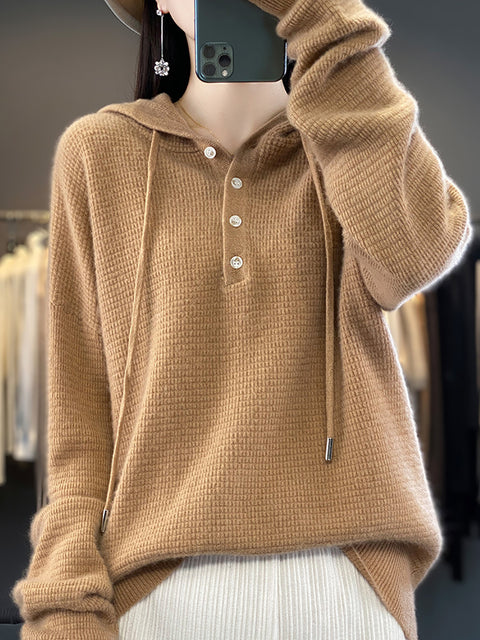 Maglione in maglia di lana con scollo a V e righe casual autunnali da donna