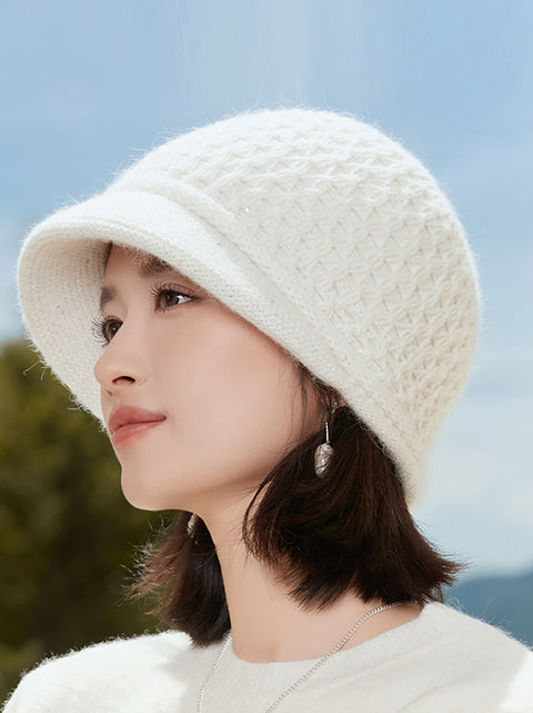 Cappello lavorato a maglia casual da donna di colore puro