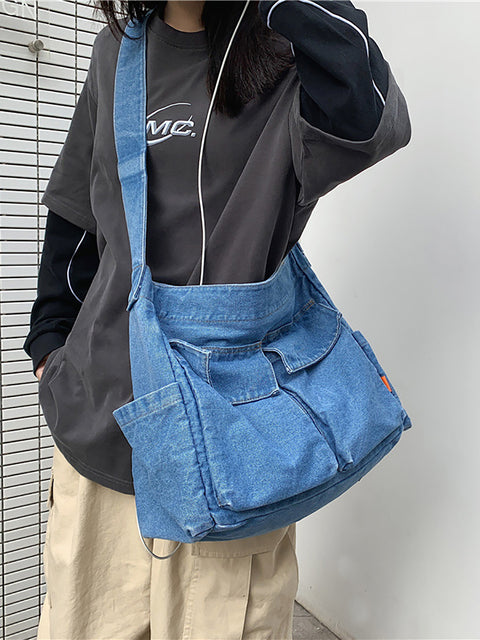 Borsa da donna vintage in denim di grande capacità