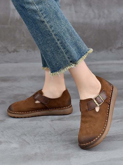 Women Spring Genuine Leather Flat Shoes