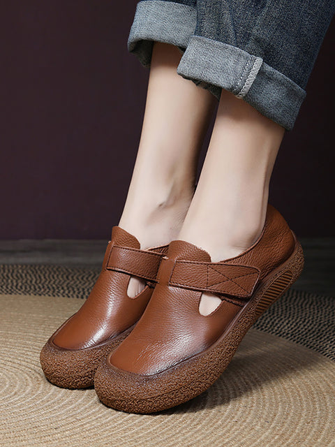 Women Genuine Leather Spring Flat Shoes