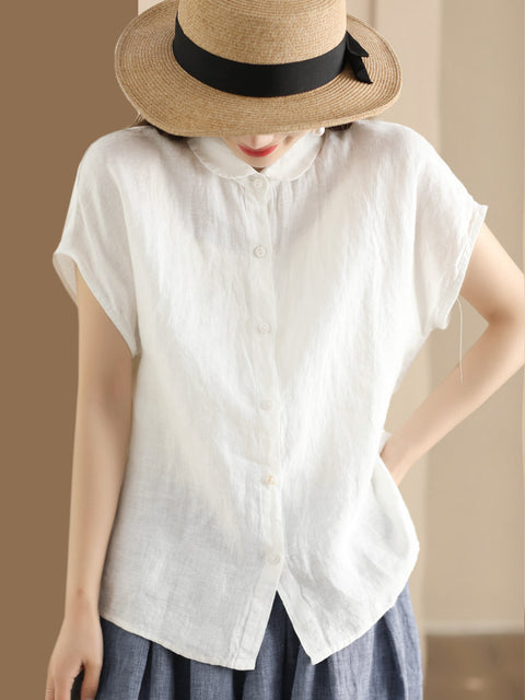 Camicia vintage da donna in 100% cotone con bottoni, taglia comoda