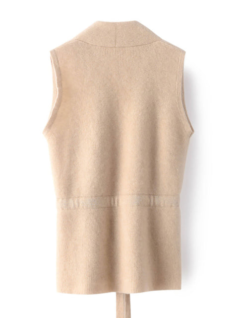 Women Casual Autumn Wool Strap V-Neck Knit Vest