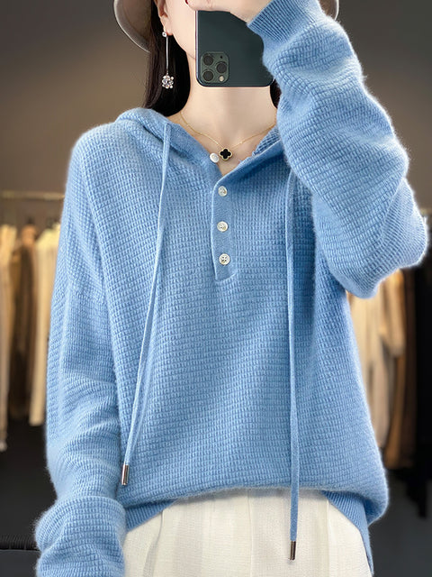 Maglione in maglia di lana con scollo a V e righe casual autunnali da donna