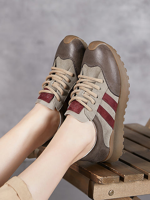 Scarpe sportive vintage in pelle color block da donna