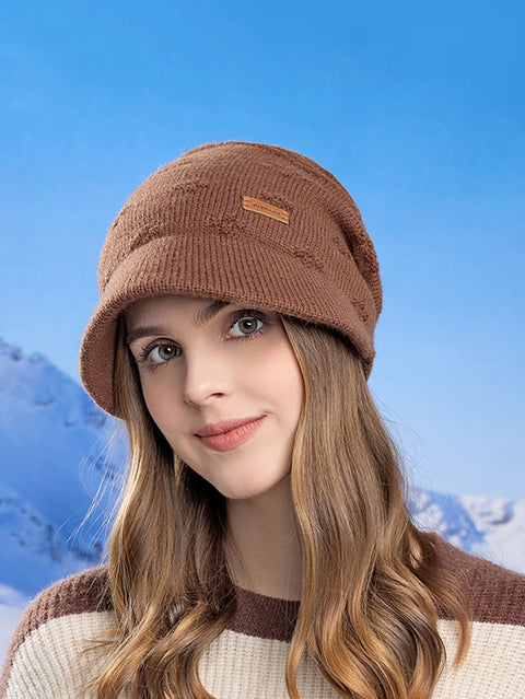 Cappello invernale caldo lavorato a maglia da donna