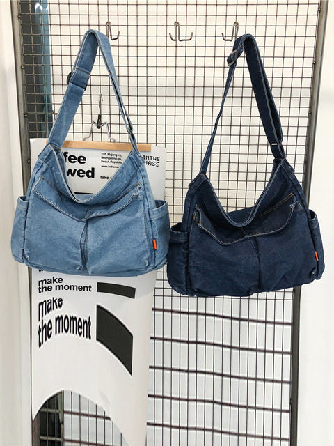 Borsa da donna vintage in denim di grande capacità