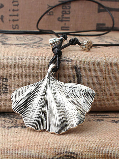 Collana maglione artistico Ginkgo in lega vintage