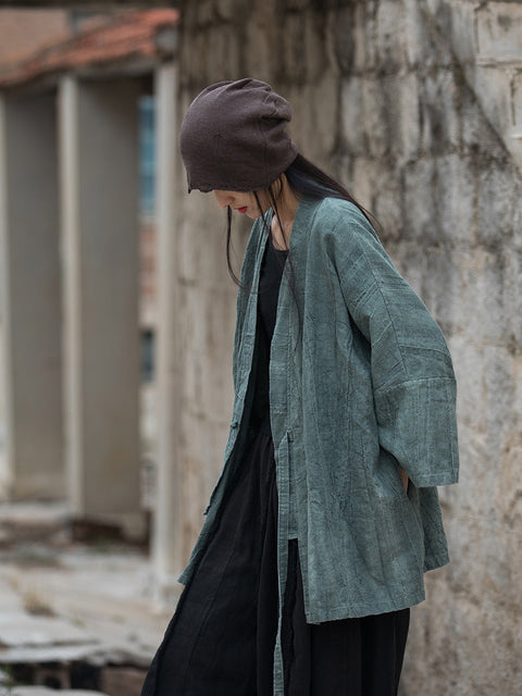 Cappotto a camicia ampia con coulisse in tinta unita retrò primavera da donna taglie forti