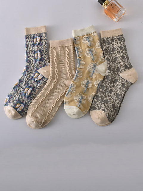 7 coppie donne in rilievo vintage calzini jacquard