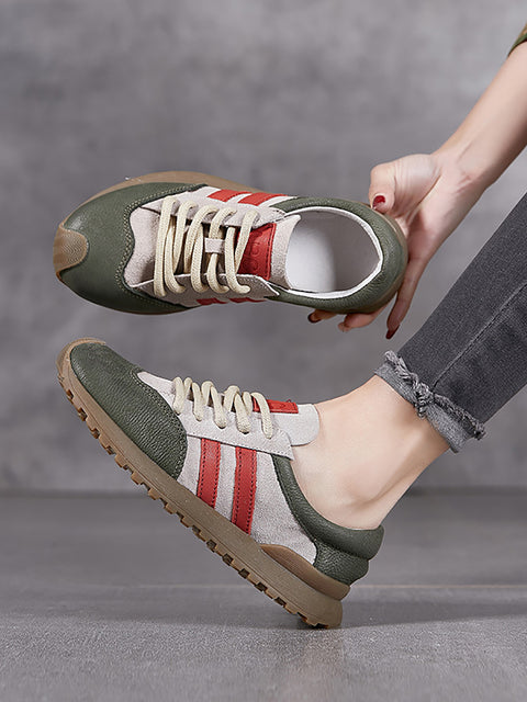 Scarpe sportive vintage in pelle color block da donna