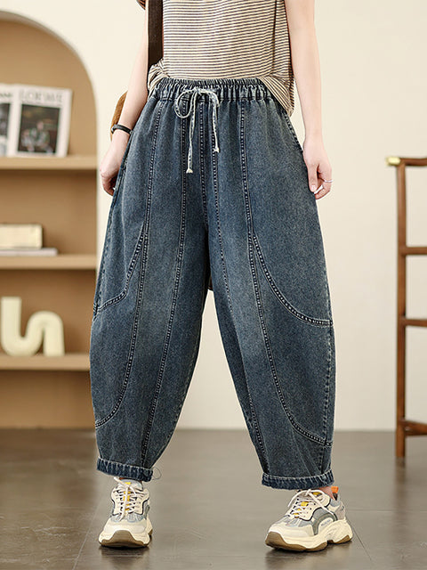 Pantaloni harem in denim casual primaverili da donna