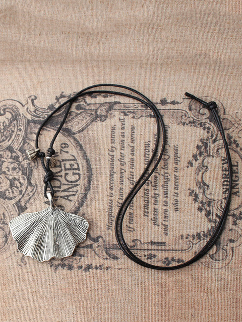 Collana maglione artistico Ginkgo in lega vintage