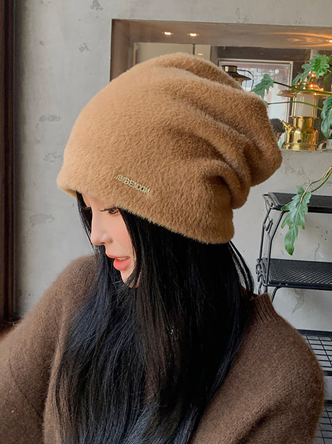 Cappello invernale caldo in maglia di peluche morbido da donna