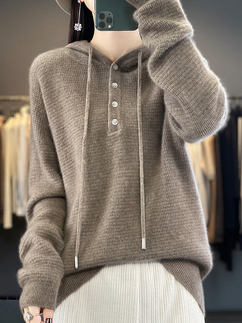 Maglione in maglia di lana con scollo a V e righe casual autunnali da donna