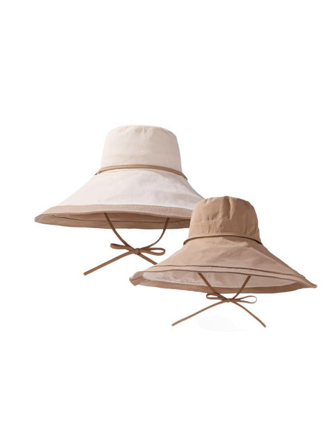 Cappello estivo da donna con tesa larga anti-sole colorblock