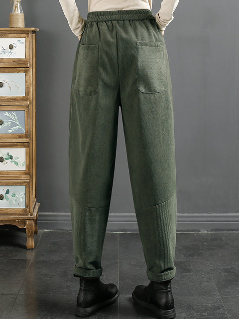 Pantaloni Harem caldi in peluche Croduroy vintage da donna taglie forti