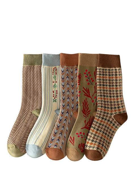 5 Pairs Women Vintage Warm Socks