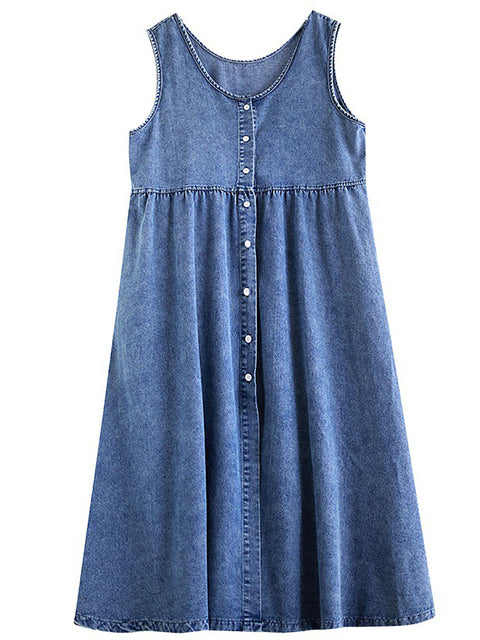 Vestito casual estivo da donna in denim con gilet largo