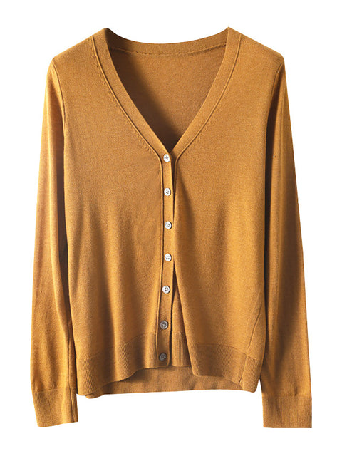 Cardigan con scollo a V casual primaverile da donna