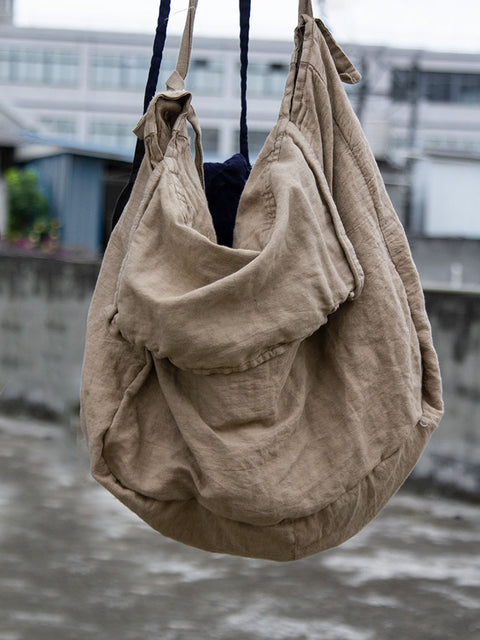 Borsa a tracolla in cotone solido vintage a grande capacità di grande capacità