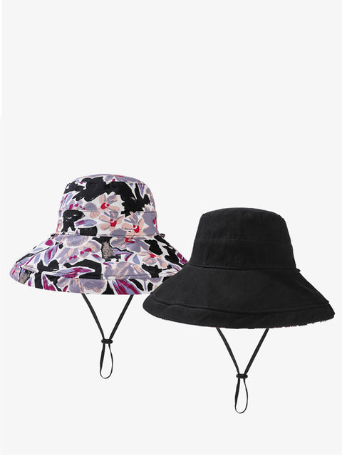 Cappello da sole estivo da donna con fiori a doppia faccia