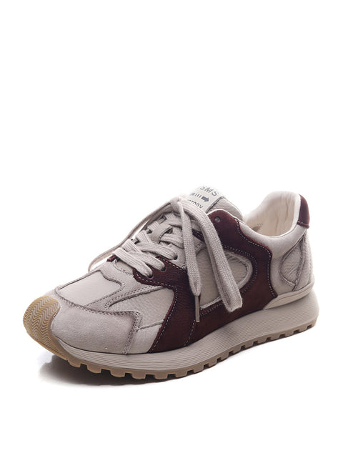 Scarpe sportive casual in pelle color block da donna