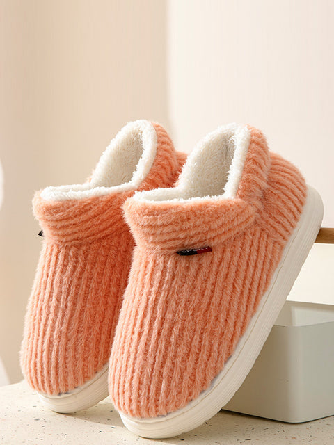 Couple Solid Indoor Warm Fleece Shoes