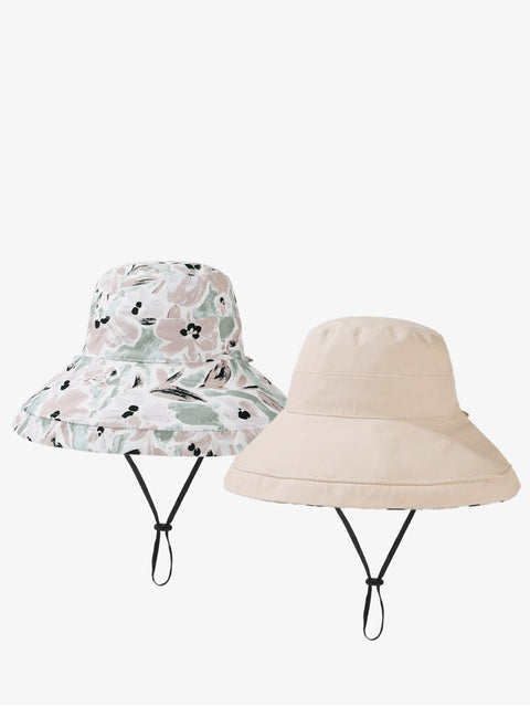 Cappello da sole estivo da donna con fiori a doppia faccia