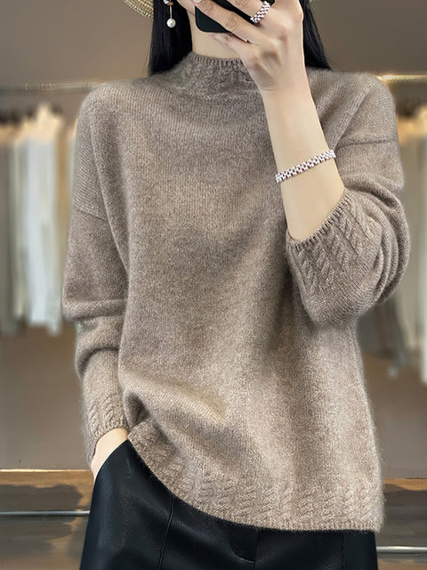 Maglione in maglia di lana con scollo a V e righe casual autunnali da donna