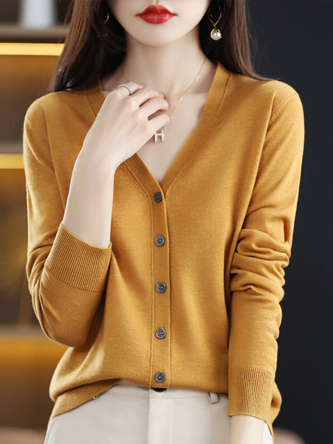 Cardigan con scollo a V casual primaverile da donna