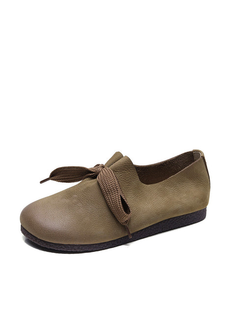 Scarpe basse casual da donna con cinturino in pelle solida