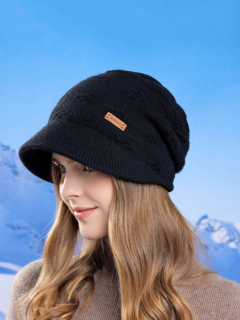 Cappello invernale caldo lavorato a maglia da donna