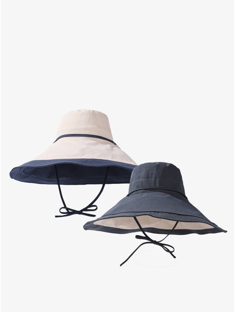 Cappello estivo da donna con tesa larga anti-sole colorblock