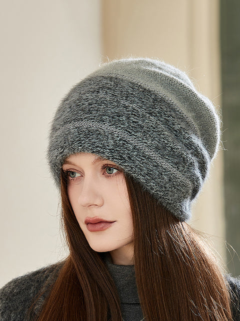 Cappello caldo in maglia colorblock invernale da donna