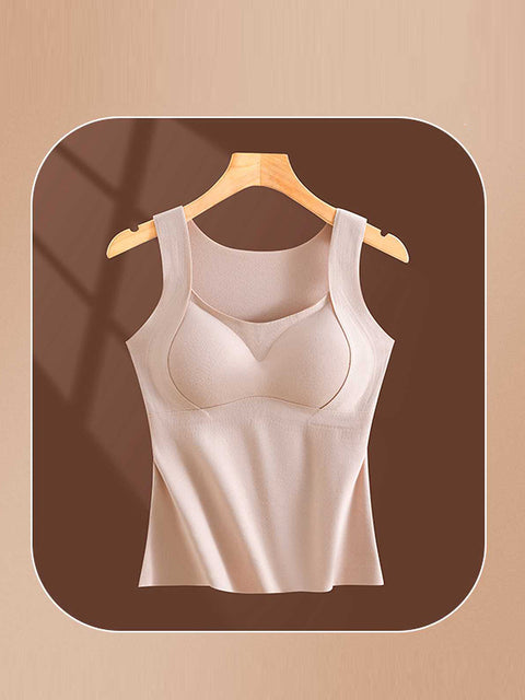 Women Winter Warm With Bra Pad Pure Color Base