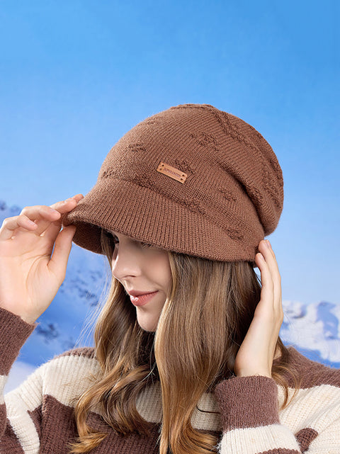 Cappello invernale caldo lavorato a maglia da donna