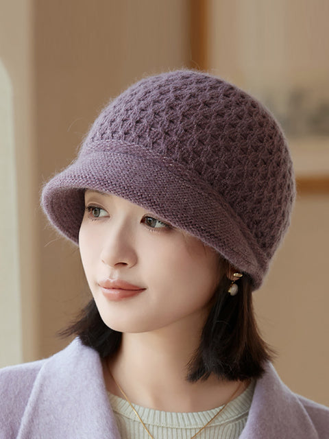 Cappello lavorato a maglia casual da donna di colore puro