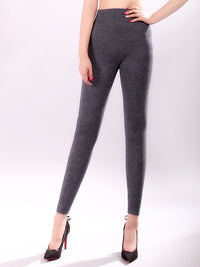 Thumbnail for Leggings spessi in lana solida calda invernale da donna