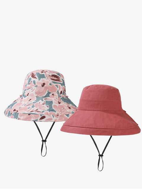 Cappello da sole estivo da donna con fiori a doppia faccia