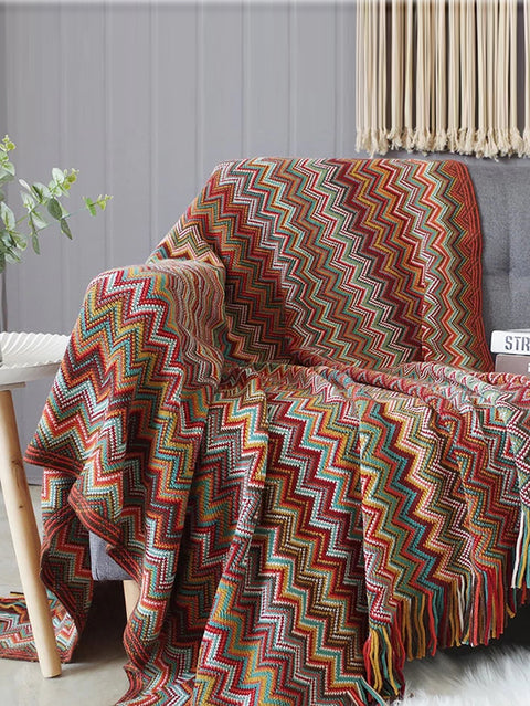 Vintage Mid Century Style Bohemian Sofa Throw Blanket