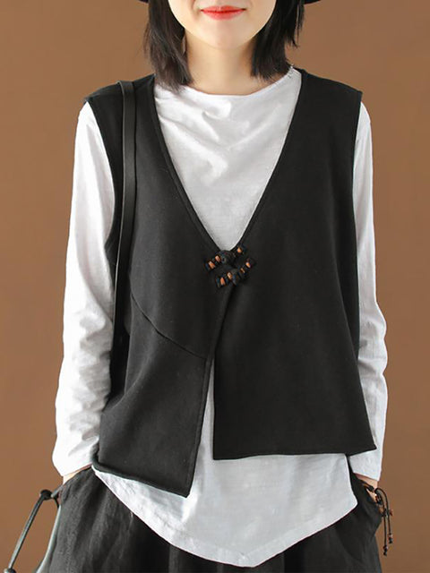 T-shirt a maniche lunghe in cotone taglie forti e gilet largo