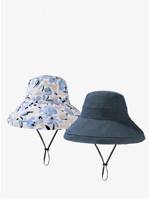 Cappello da sole estivo da donna con fiori a doppia faccia