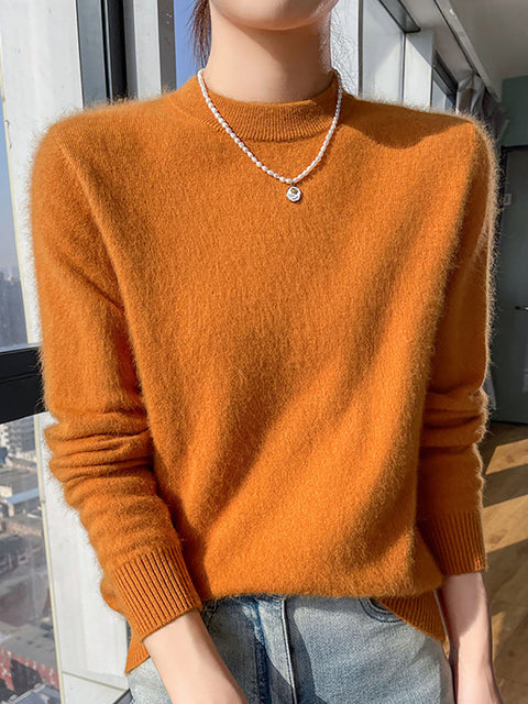 Maglione in maglia di lana con scollo a V e righe casual autunnali da donna